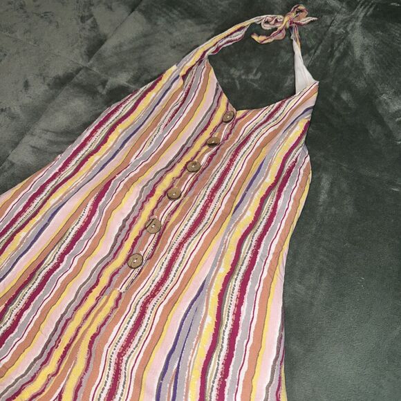 Skylar + Madison Romper Womens Small Multicolor Striped Halter Neck Button Front - Picture 2 of 8